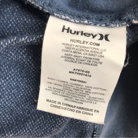 Hurley Gray & Black cotton polyester hoodie with draw cord size Medium - Picture 3 of 14